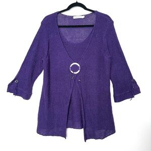 Y2K Whimsigoth Royal Purple Open Knit O Ring Sweater Witchy Goblincore Grunge
